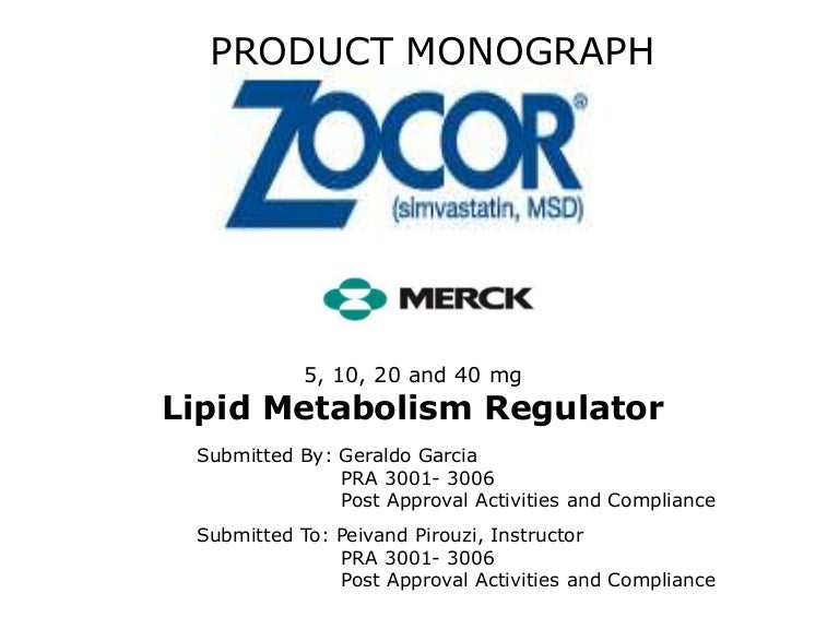 Zocor prescribing information