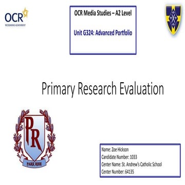 Zoe Hickson - 1033 - Primary Research Results Analysis