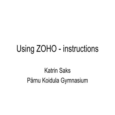 Zoho Wiki  Instructions