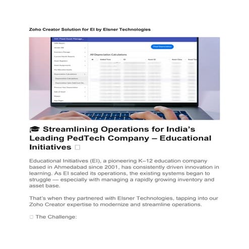 Zoho Creator Solution for EI by Elsner Technologies.docx