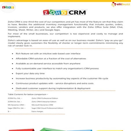 Zoho vs Sage vs MS-Dynamics