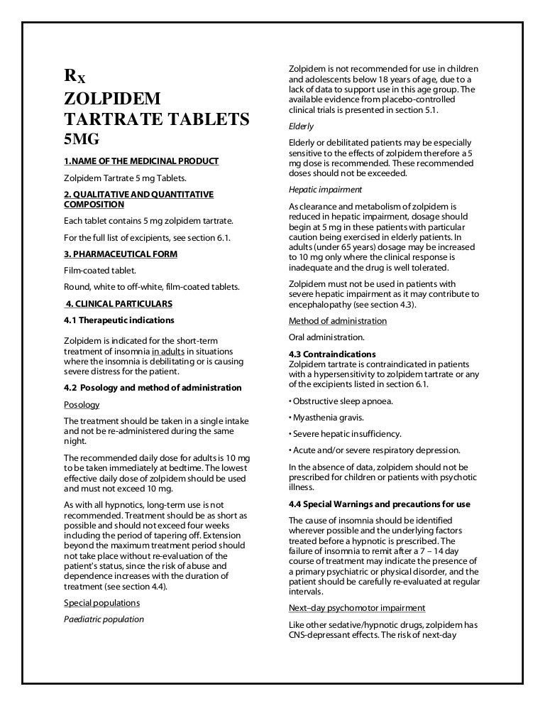 Zolpidem 6 5 mg
