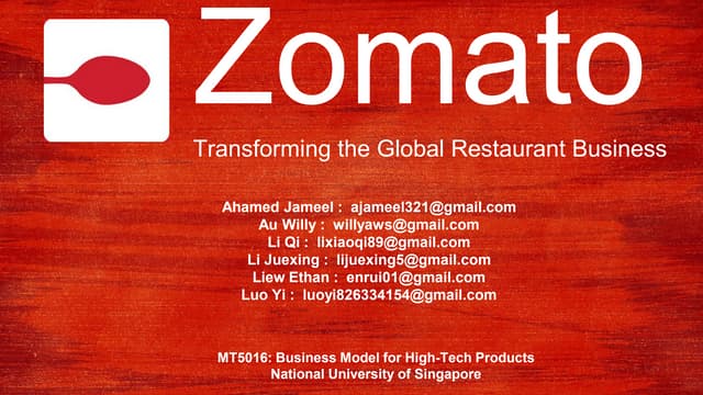 Zomato: Transforming the Global Restaurant Business