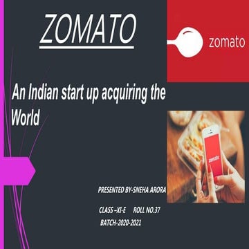 Zomato startup of india by sneha arora