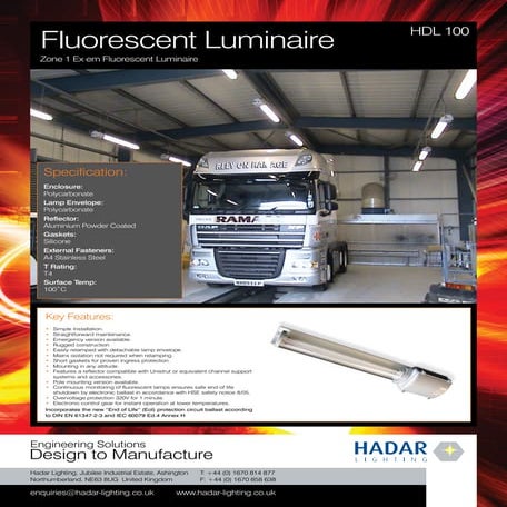 Zone 1 ATEX Lighting Fluorescent Luminaires - Hadar HDL100 (2 x 18Watt ...