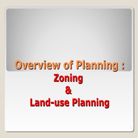 Zoning and Land Use Planning