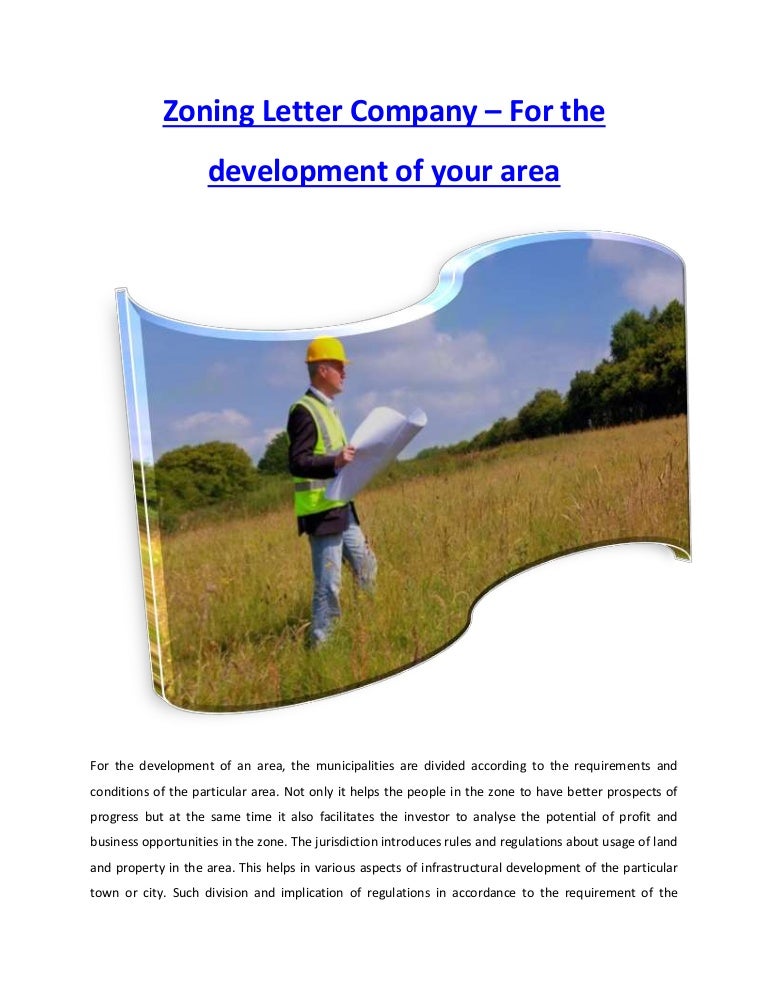 Zoning Letter Company For the development of your area