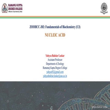 Nucleic acids, their structure, types, and functions