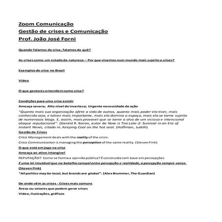 Gestão de Crise e Comunicação - José Forni