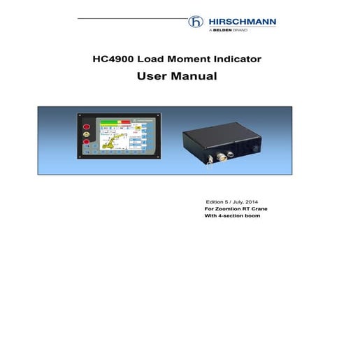 Zoomlion hirschmann hc4900 load moment indicator user manual