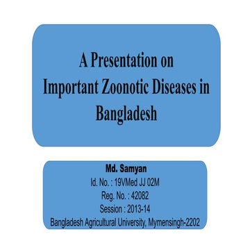 Zoonotic disease in Bangladesh