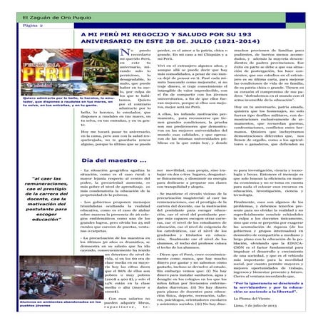 ZAGUAN DE ORO PUQUIO : FELIZ DIA  MI PERÚ 194 ANIVERSARIO