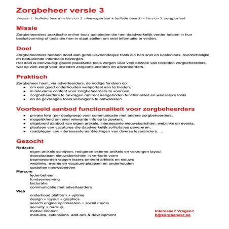 Zorgbeheer III platformevolutie