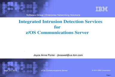 Integrated Intrusion Detection Services for z/OS Communications Server 