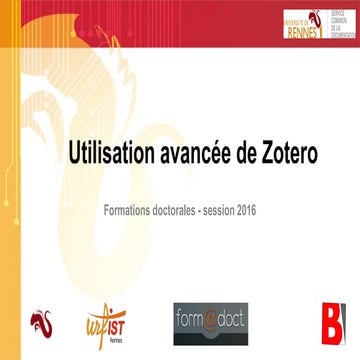 Utilisation avancée de Zotero
