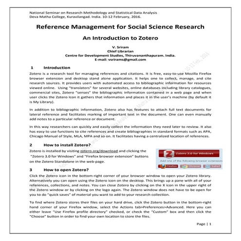 Reference Management for Social Science Research: An Introduction to Zotero