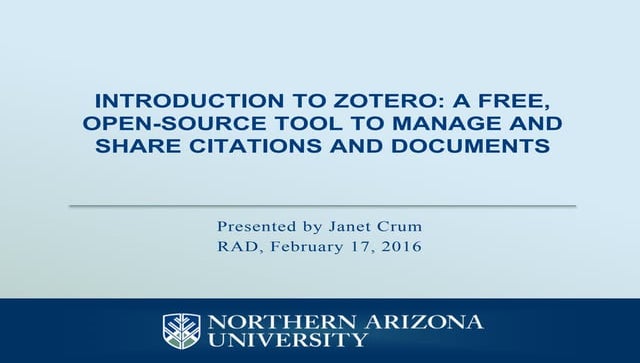 Introduction to Zotero: A Free, Open-Source Tool to Manage and Share Citation...