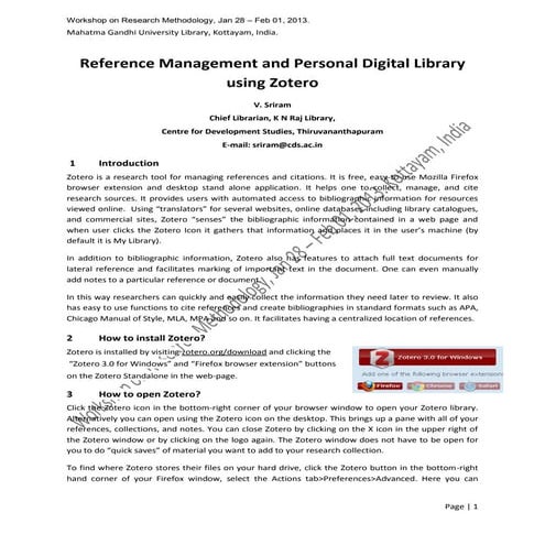 Reference Management and Personal Digital Library using Zotero