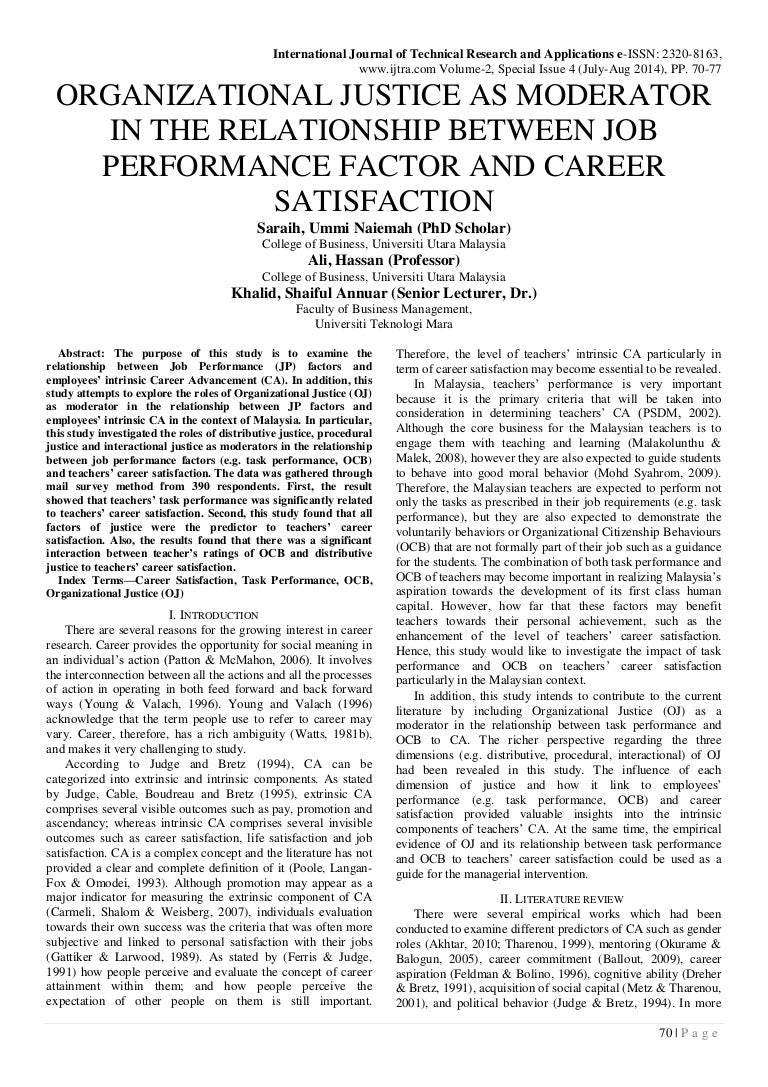 ORGANIZATIONAL JUSTICE AS MODERATOR IN THE RELATIONSHIP BETWEEN JOB Pu2026