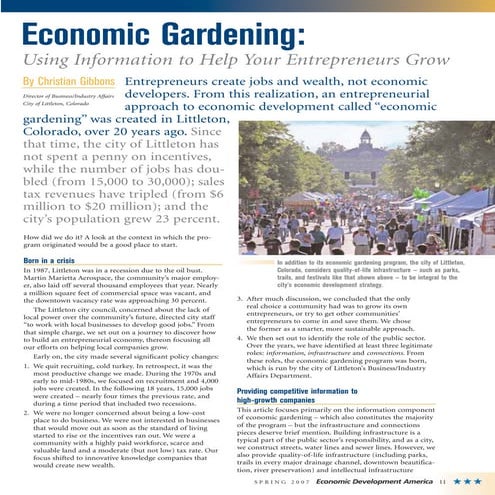 Economic Gardening Using Information