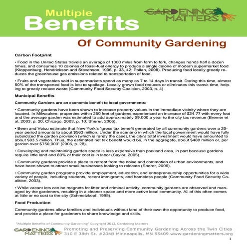Multiple Benefits of School Gardening