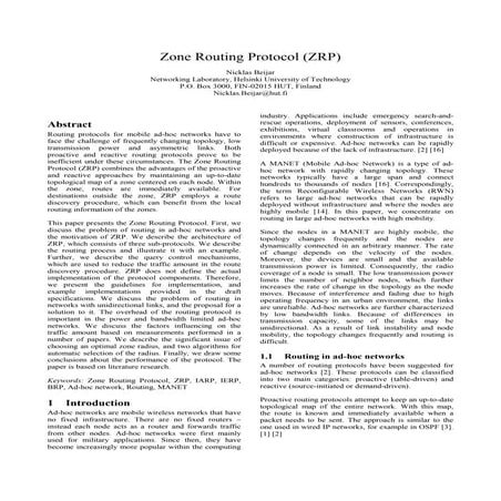 Zone Routing Protocol (ZRP)