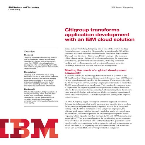 Cloud - Citigroup Case Study