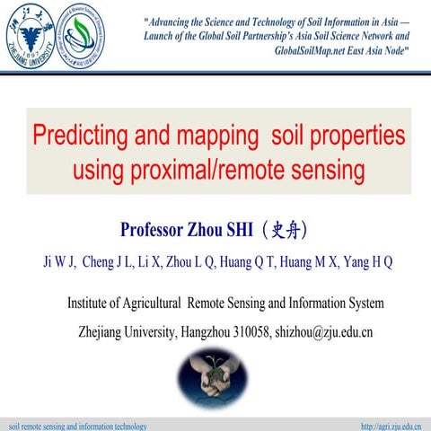 Predicting and mapping soil properties using proximal/remote sensing by Zhou ...