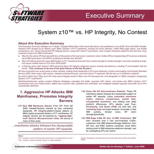 System z10™ vs. HP Integrity, No Contest