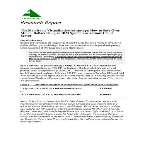 Clabby Analytics Research Report: The Mainframe Virtualization Advantage