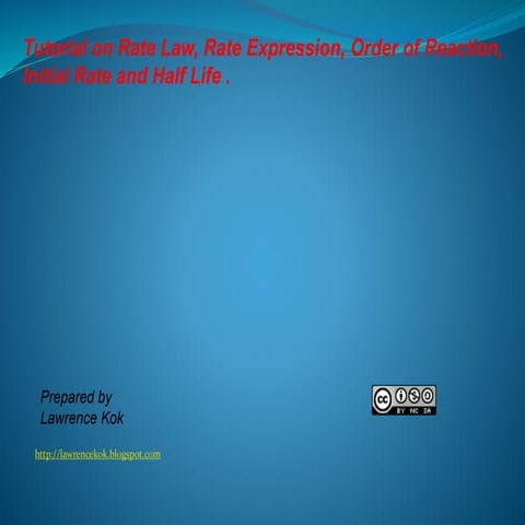 IB Chemistry Order Reaction, Rate Law and Half life