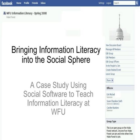 Bringing Information Literacy into the Social Sphere: A Case Study Using Soci...
