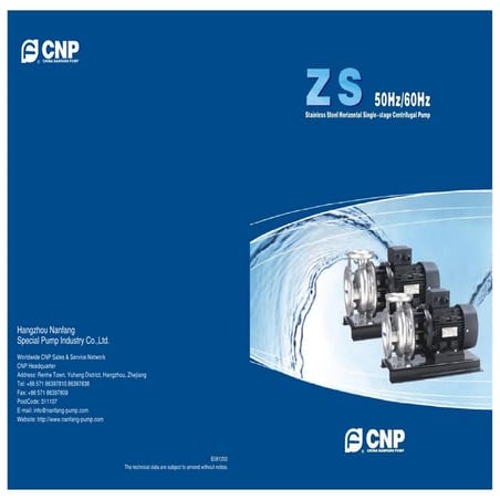 Zs stainless steel horizontal single stage centrifugal pump