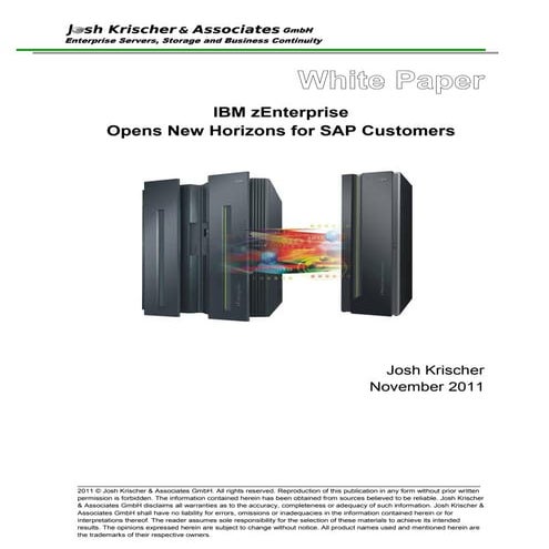 IBM zEnterprise Opens New Horizons for SAP Customers
