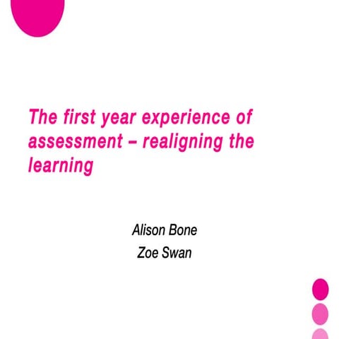 The first year experience of assessment - realigning the learning