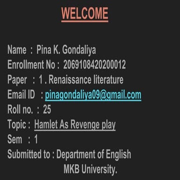 Hamlet As Revenge Play 