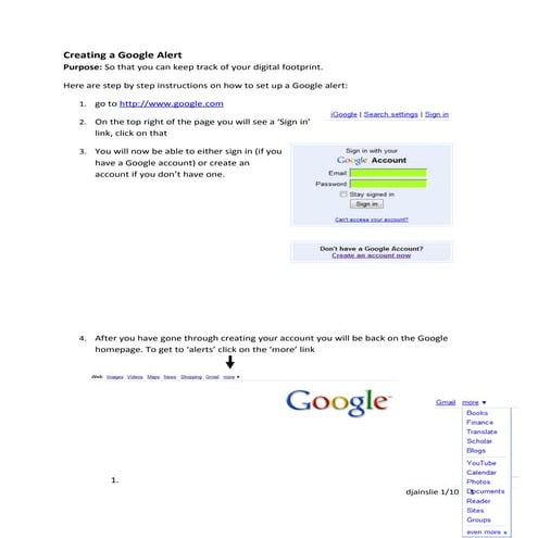 Creating a Google Alert