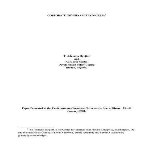 Corporate governance in nigeria