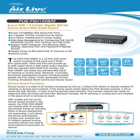 Air Live POE-FSHh1008AT - Especificaciones