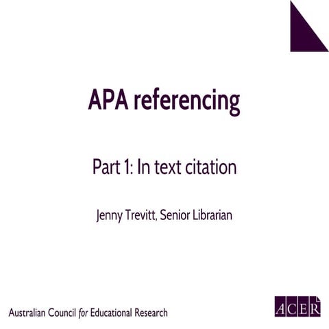 APA 6th edition referencing. Part 1: In text citation