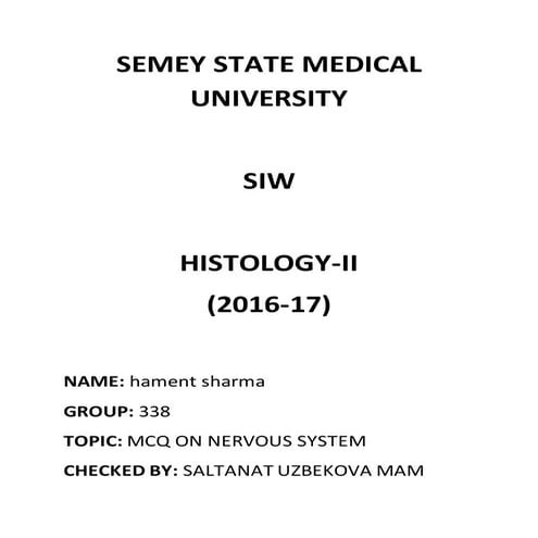 histo - MCQ ON NERVOUS SYSTEM