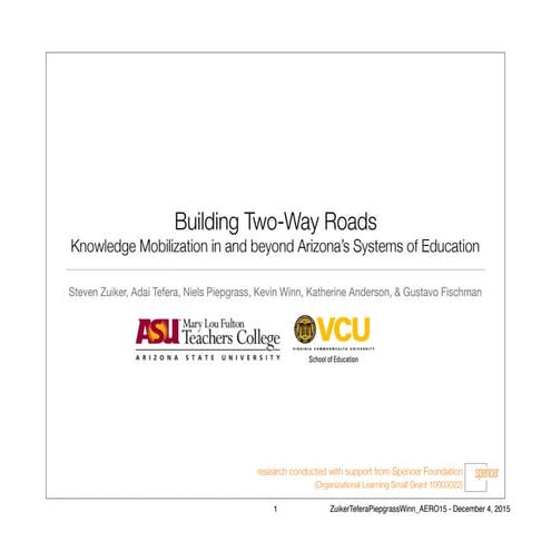 Knowledge Mobilization: Building Two Way Roads 