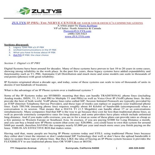 Zultys The Nerve Center Of Your Office Communication