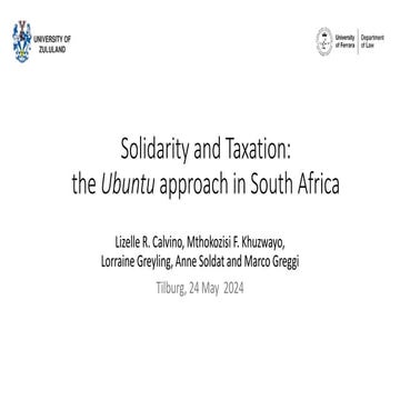 Solidarity and Taxation: the Ubuntu approach in South Africa | PPTX