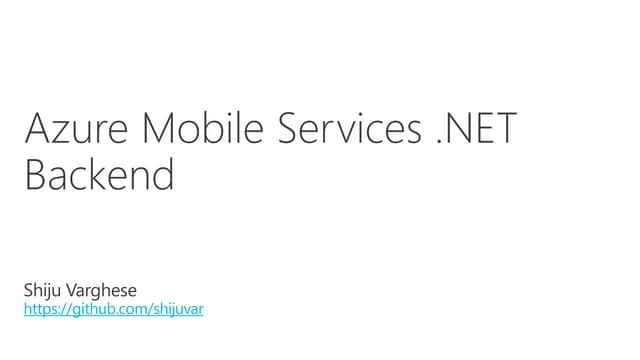 Azure Mobile Services .NET Backend