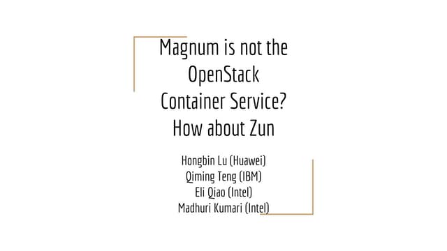 Zun presentation (OpenStack Barcelona summit)