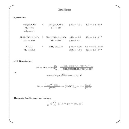 Buffers - Enkele uitwerkingen | PDF