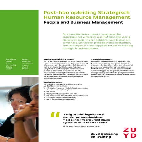 Zuyd factsheet post hbo opleiding strategisch hrm