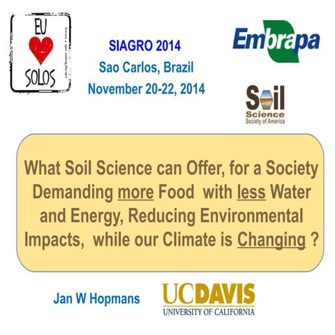 What Soil Science can Offer, for a Society Demanding more Food with less Wate...