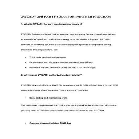 Zwcad+ 3rd party solution partner program